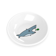 TARHONG Миска для животных "Shark", белая с рисунком, 13.3х2.8см/180мл