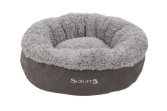 SCRUFFS Лежанка для кошек круглая "Cosy", плюшевая, серая, 45х45х16см (Великобритания)